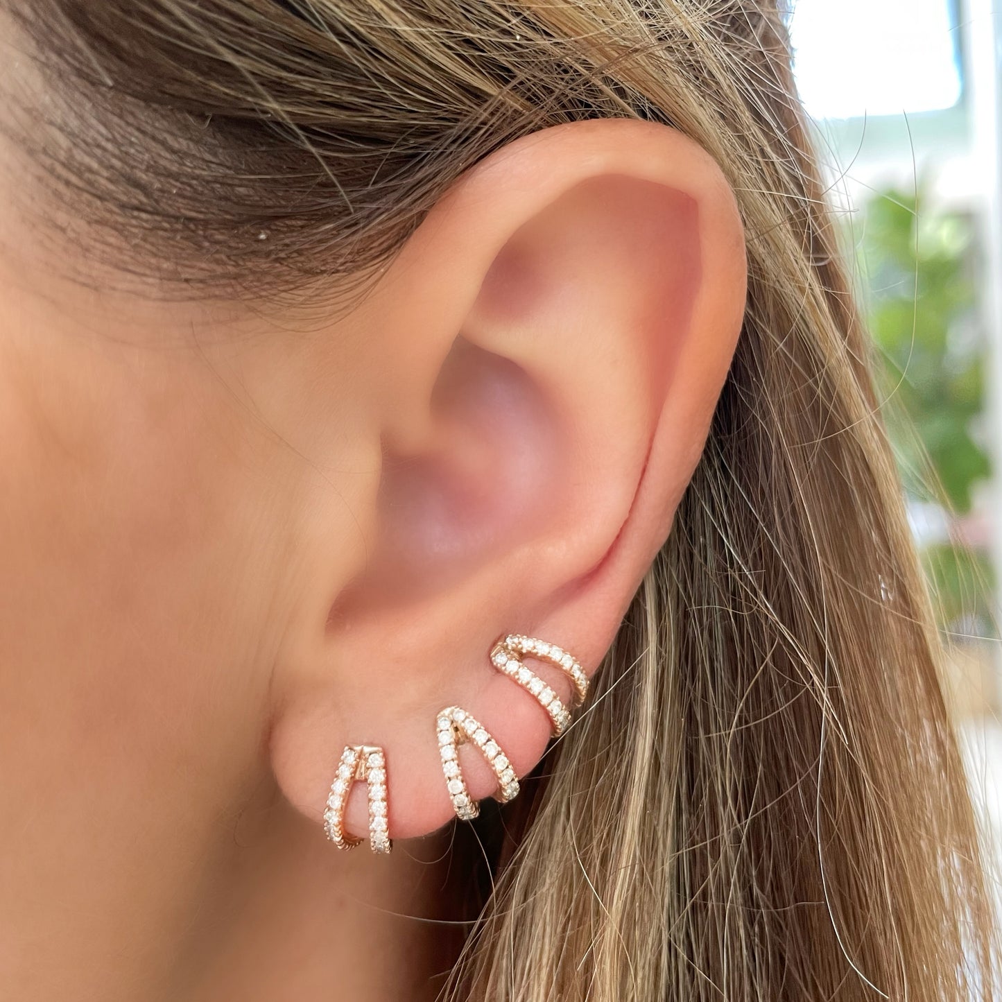 Double Strand Diamond Huggies