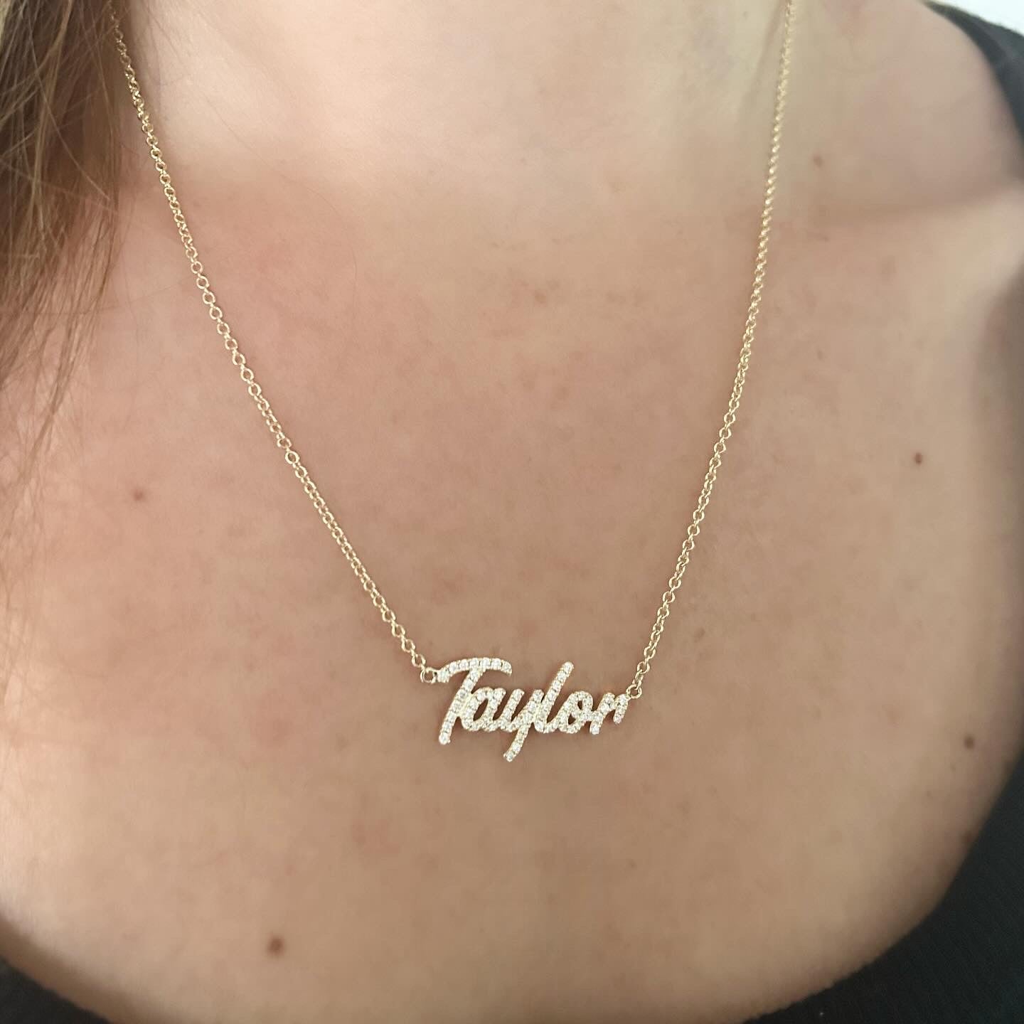 Diamond Script Name Necklace