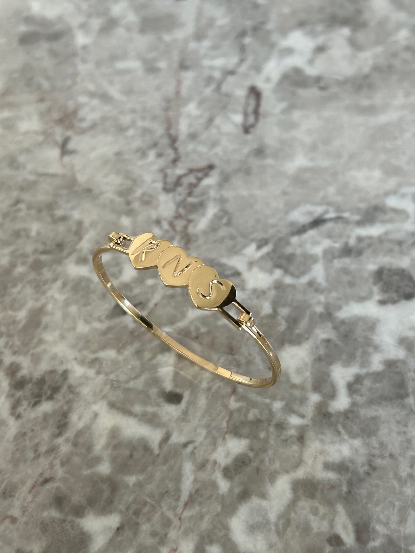 Three Hearts Engraved Hard Bangle