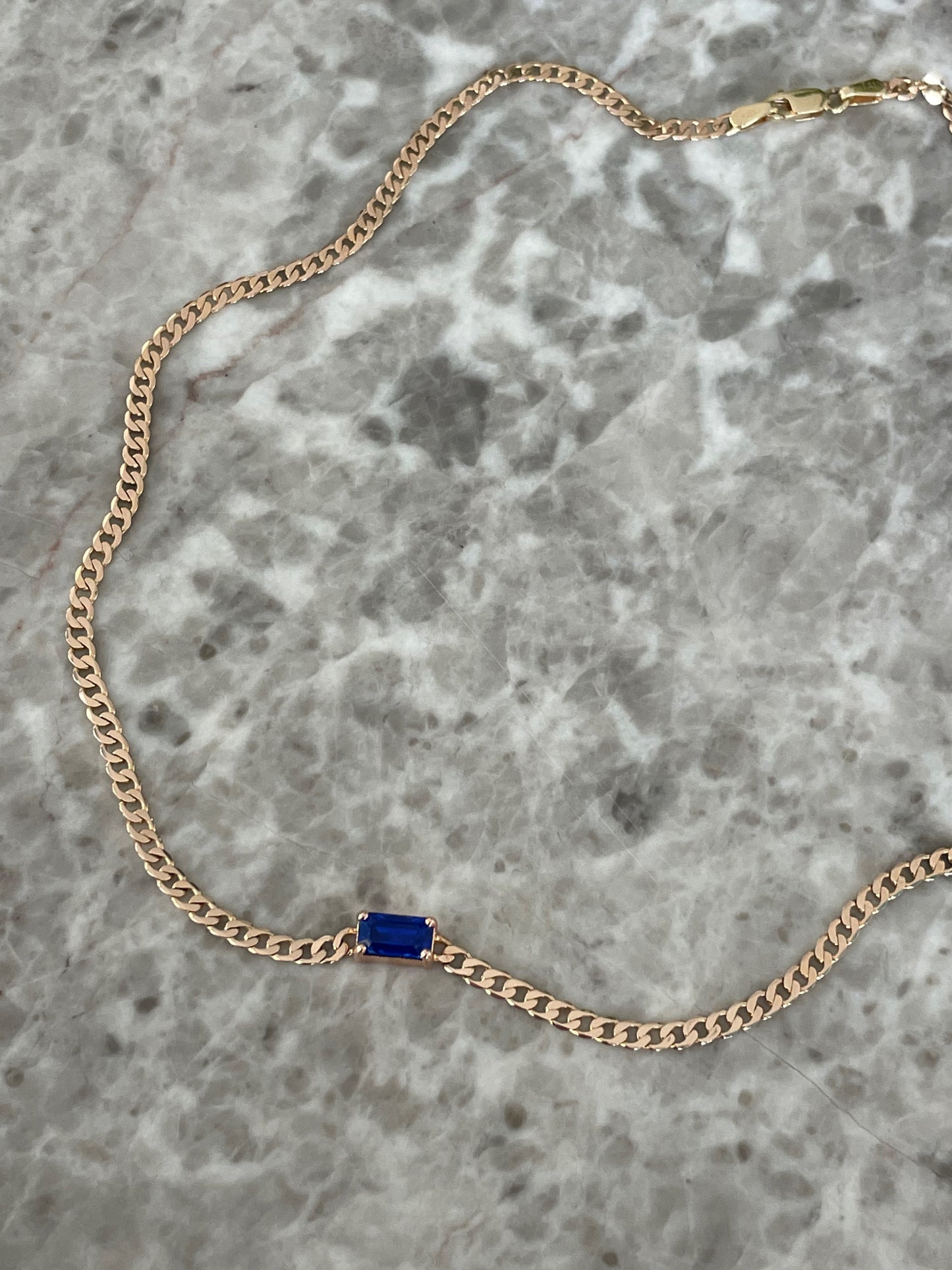 Sapphire on Cuban Choker