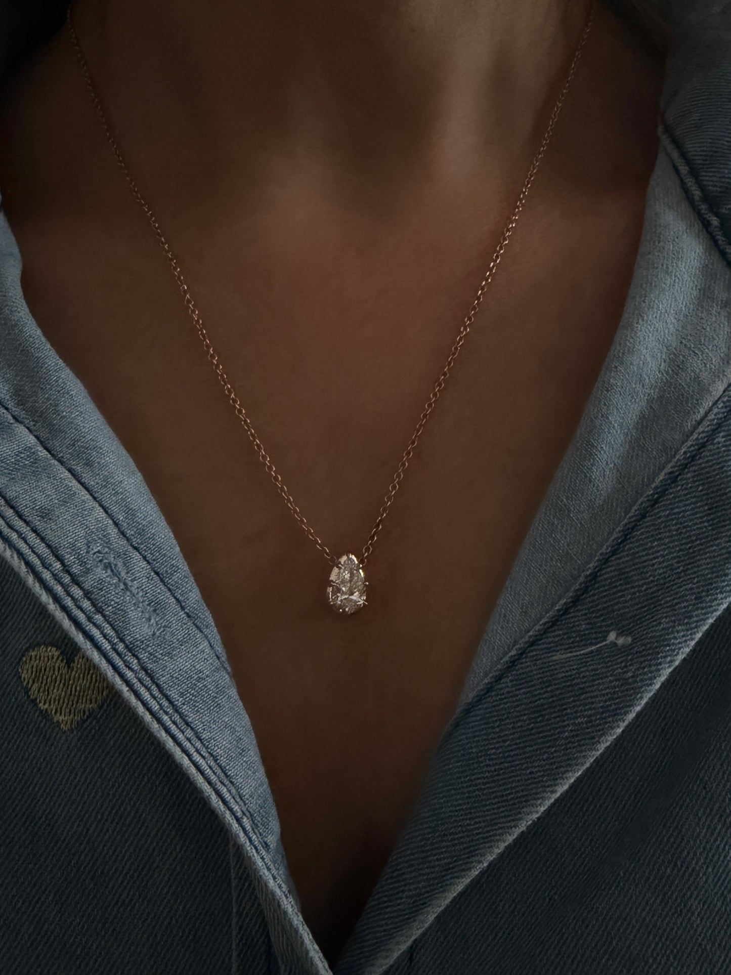Diamond Pear Necklace