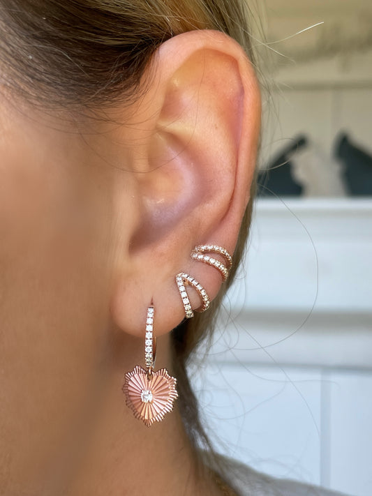 Serrated Diamond Heart Huggie