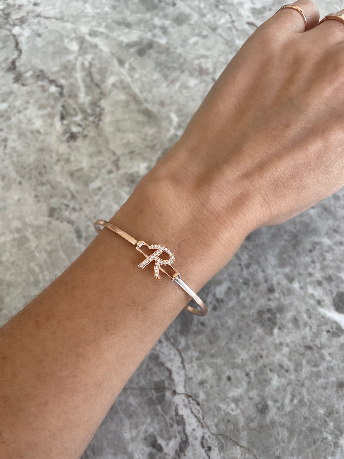Diamond Initial Cuff