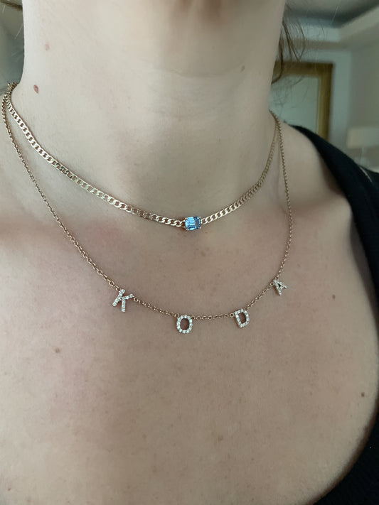 Sapphire on Cuban Choker