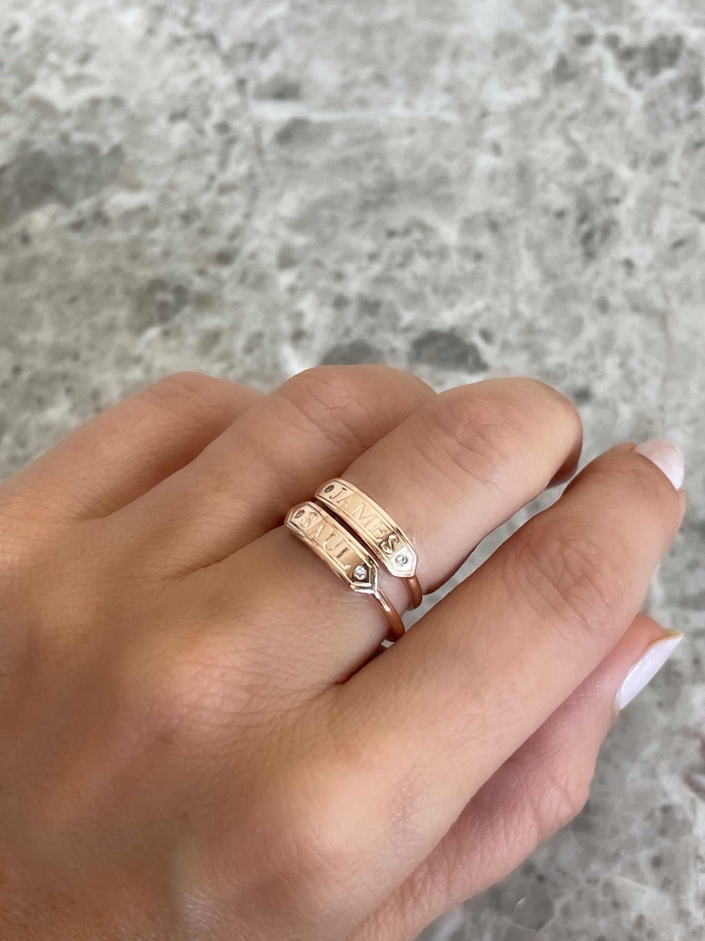 Diamond Engraved Signet Ring