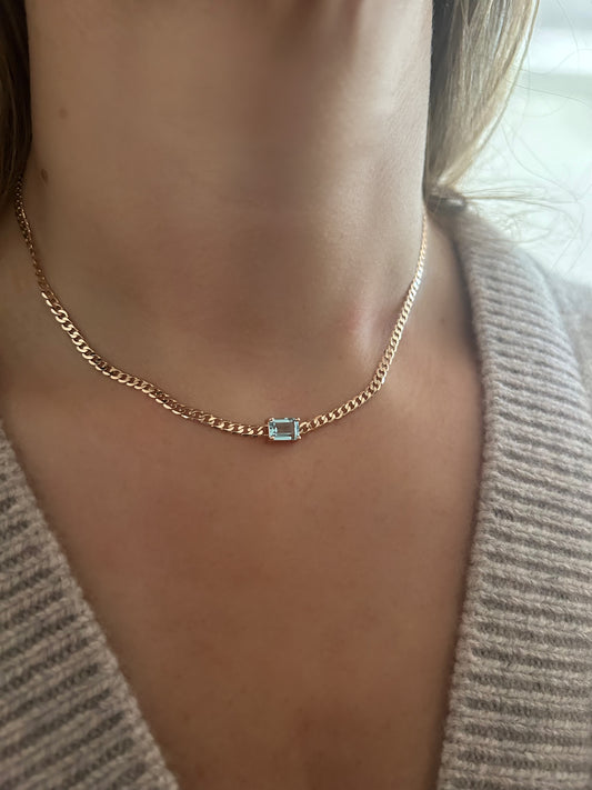Aquamarine on Cuban Choker