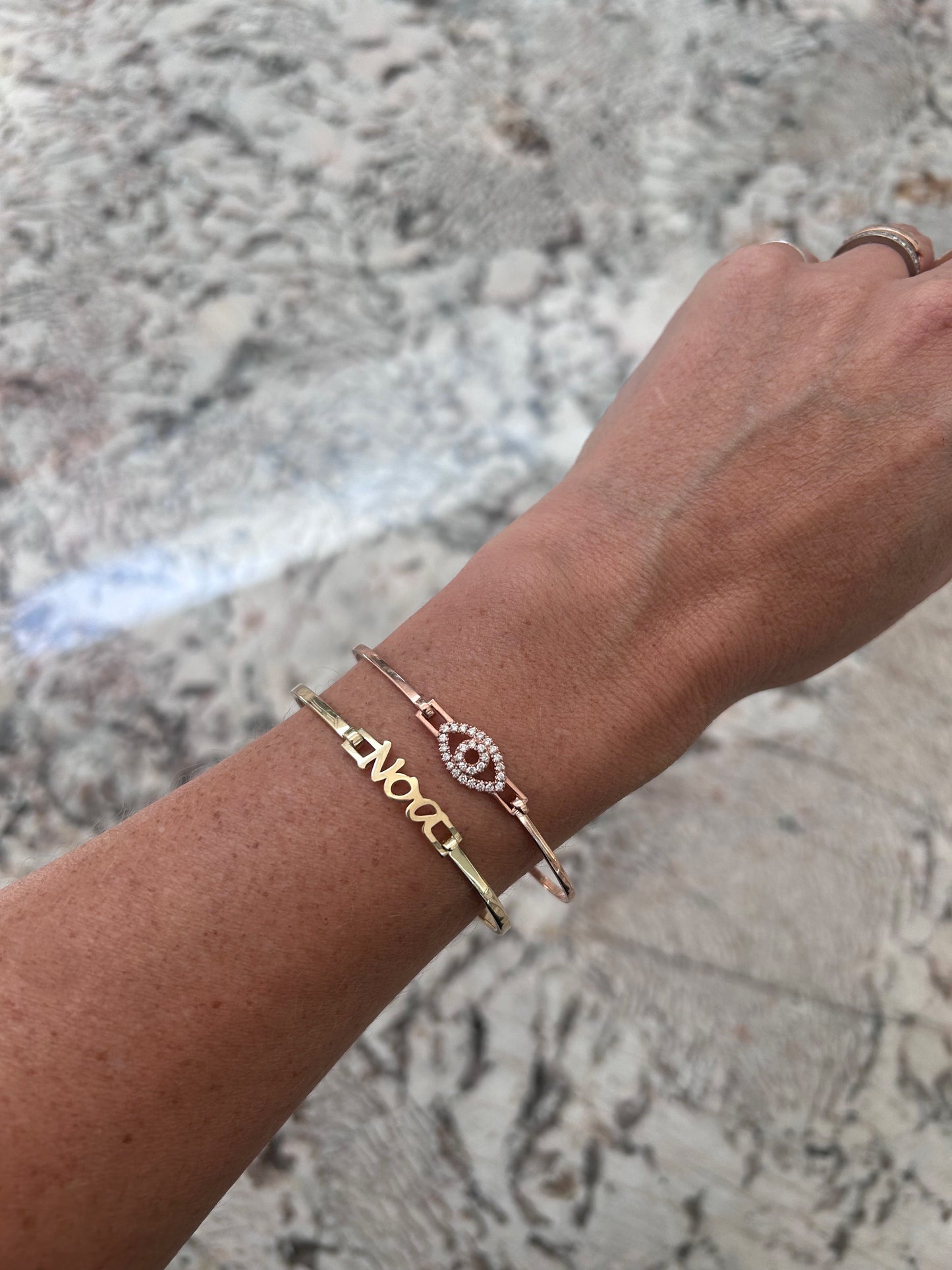 Diamond Evil Eye on Hard Bangle