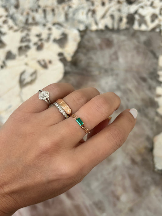 Emerald Cuban Ring