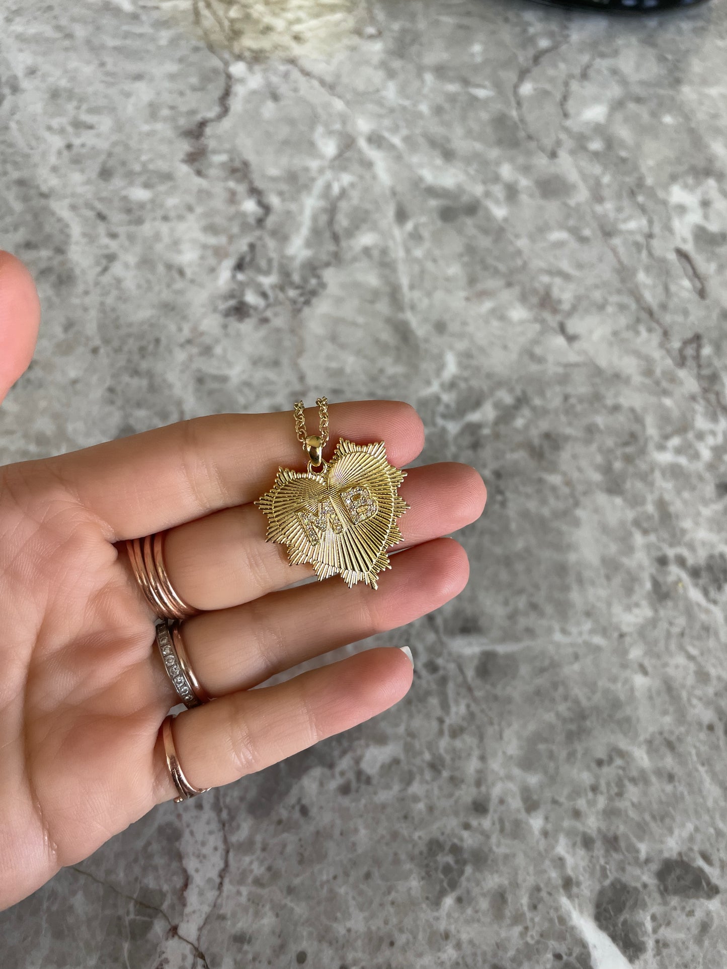 Serrated Heart with Diamond Letters