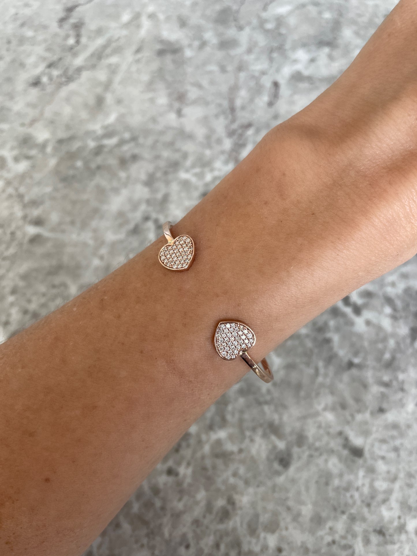 Diamond Double Heart Cuff