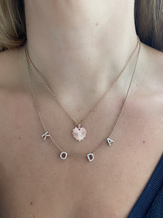 Mini Serrated Heart on Chain