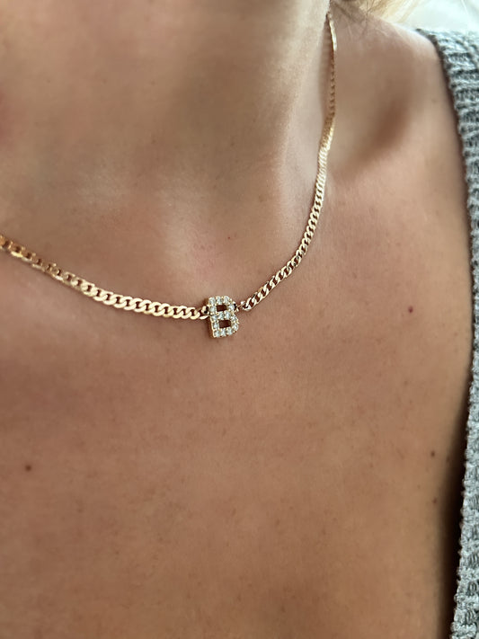 1cm Diamond Initial Cuban Choker