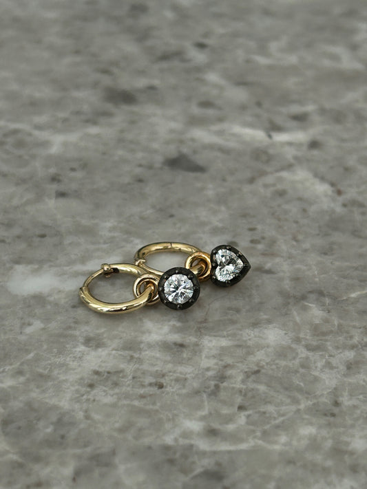 Blackened Gold Diamond Hoop Earrings