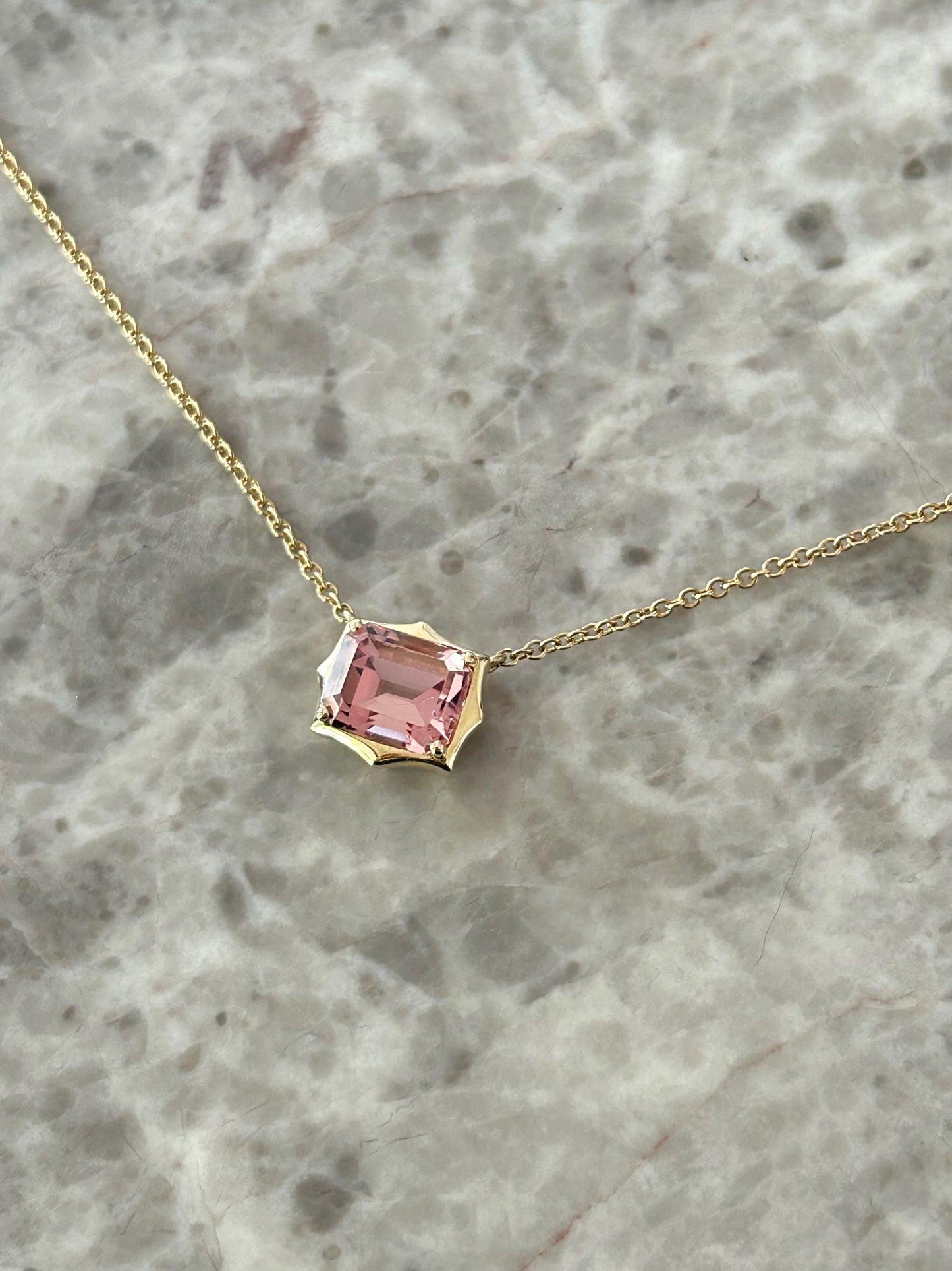 Pink Tourmaline Webbed Necklace