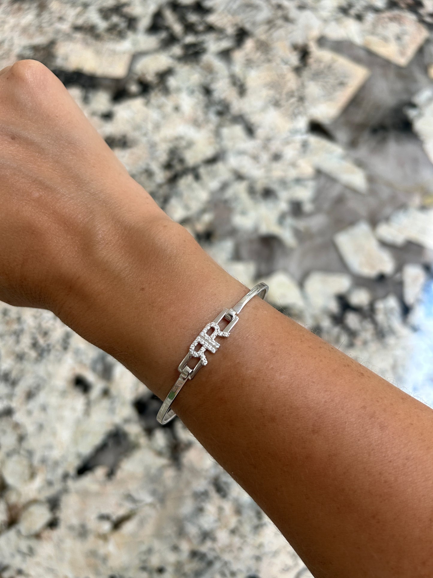 Diamond Reverse Initial Hard Bangle