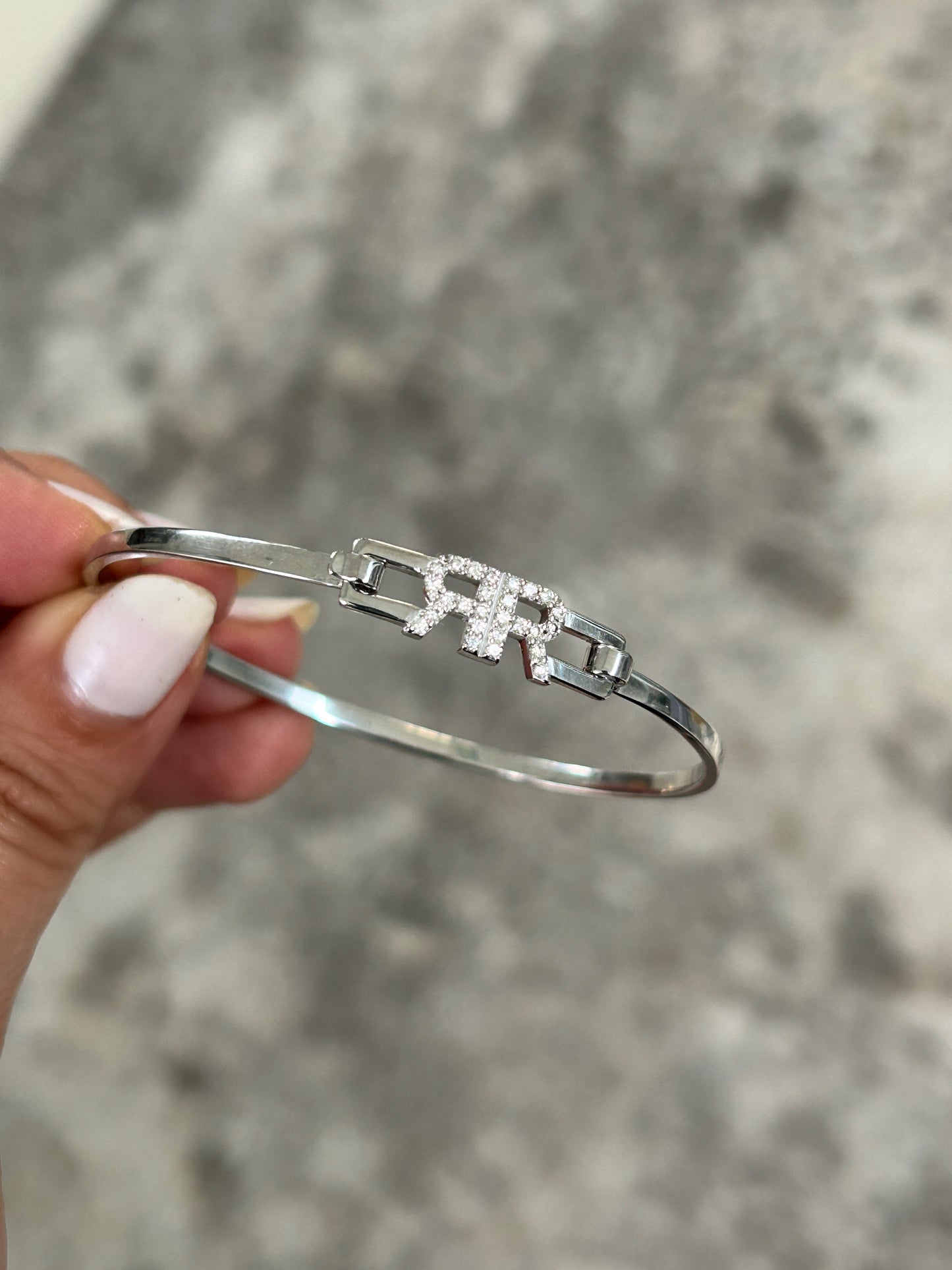 Diamond Reverse Initial Hard Bangle