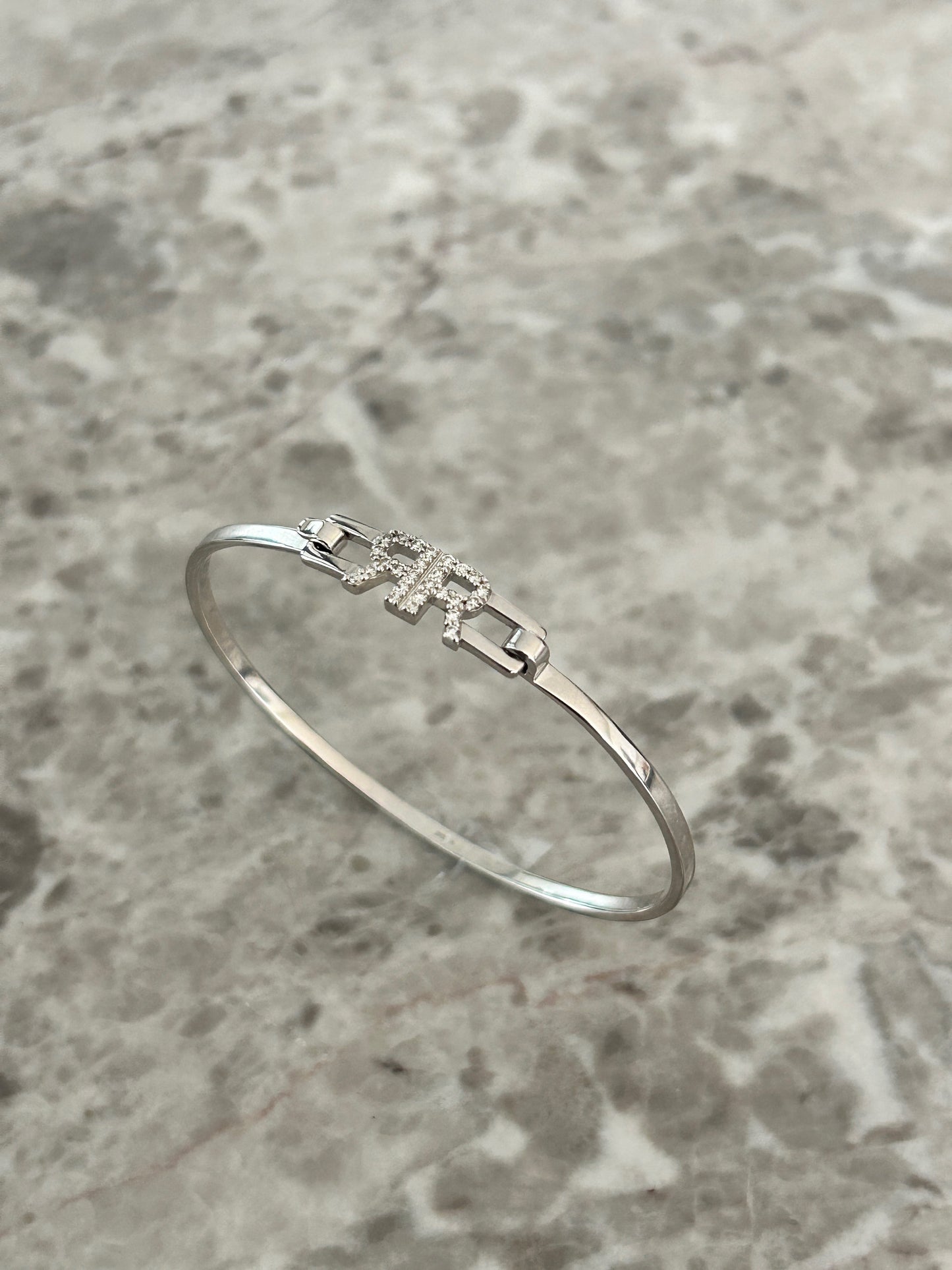 Diamond Reverse Initial Hard Bangle