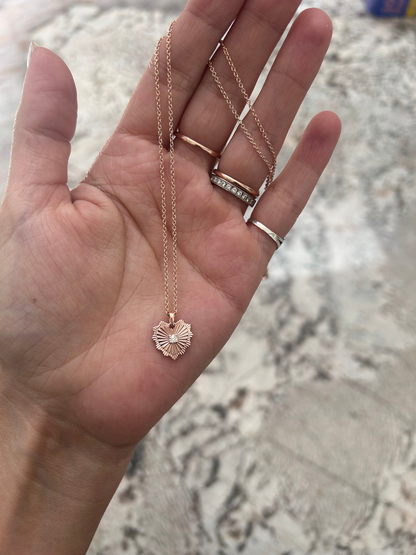 Mini Serrated Heart on Chain