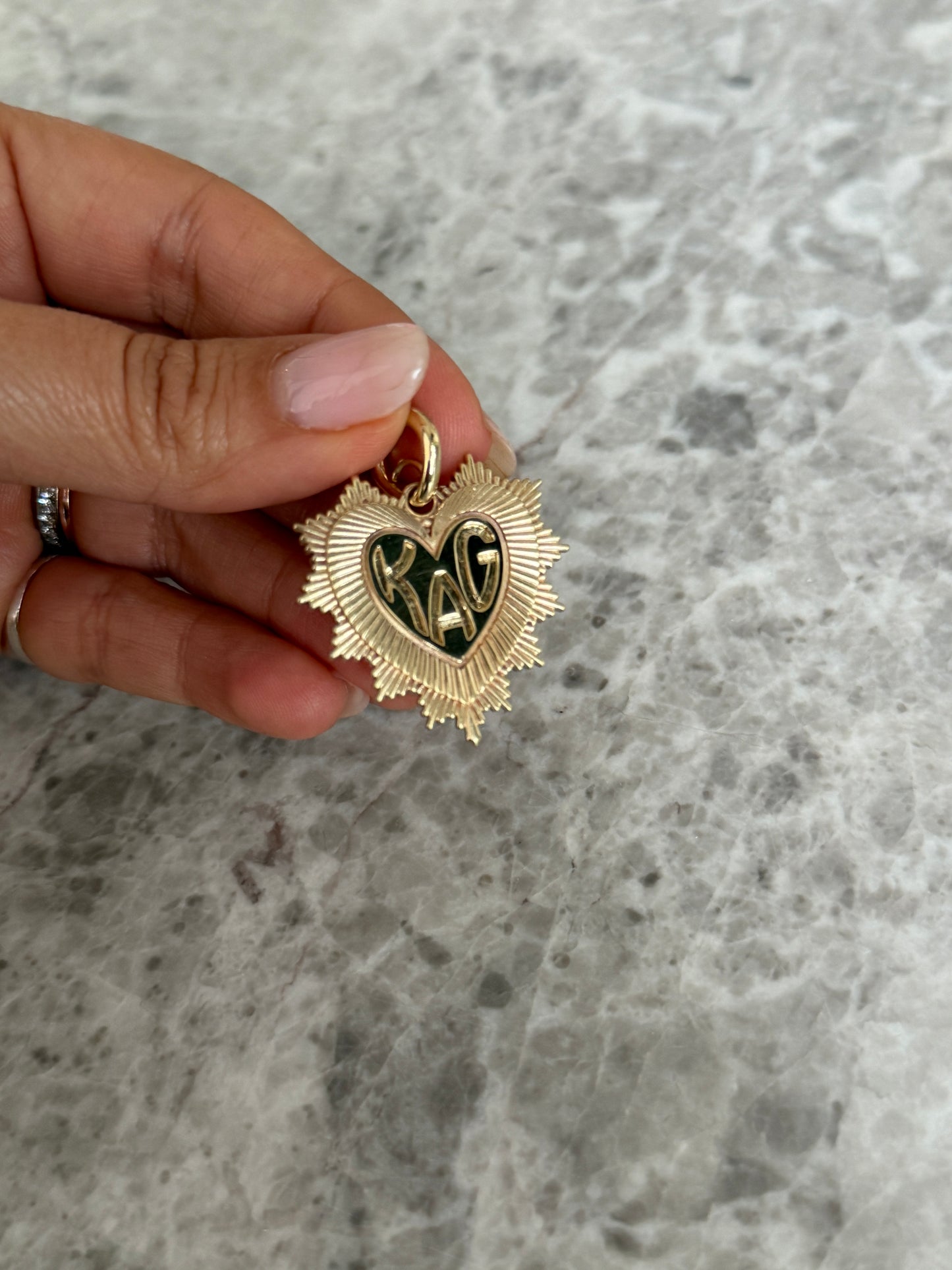 Large Serrated Heart Engraved Pendant