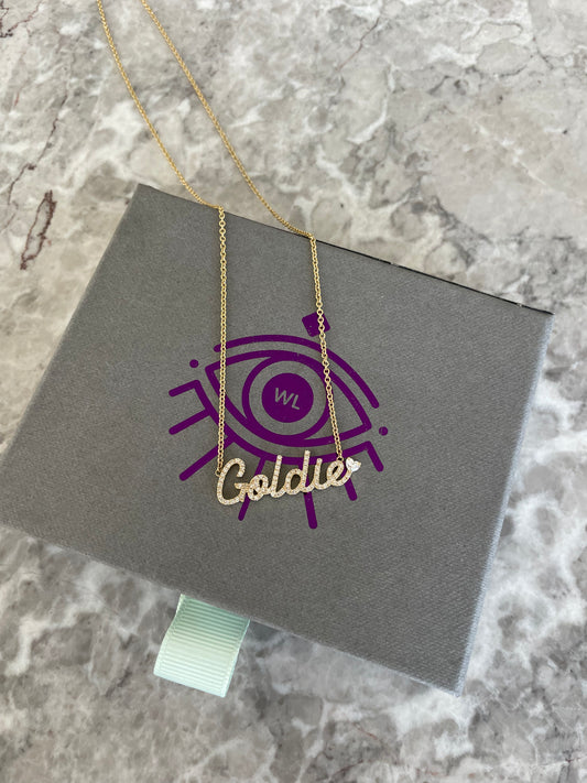 Diamond Script Name Necklace