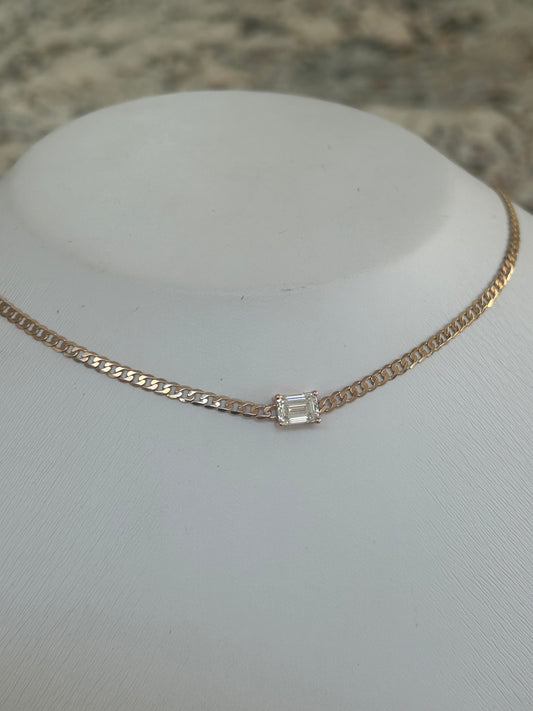 Lab Grown Emerald Cut Diamond Cuban Choker