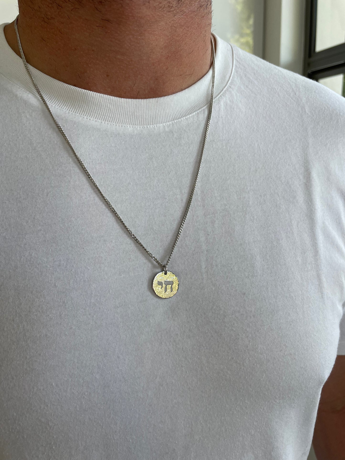 White Gold Battered Chai Charm