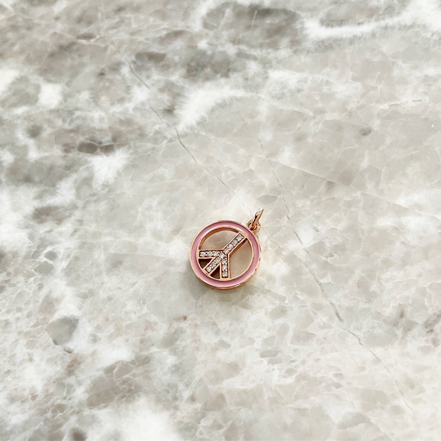 Enamel & Diamond Peace Sign Charm