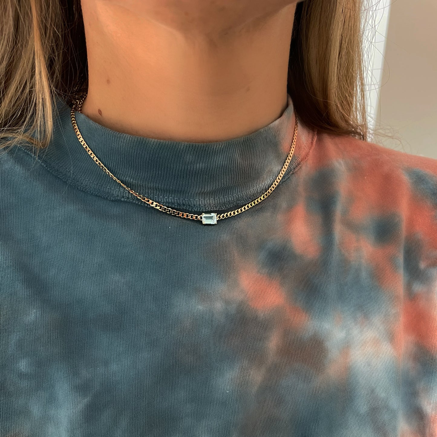 Aquamarine on Cuban Choker
