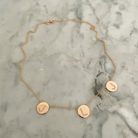 Diamond Disc Initial Necklace