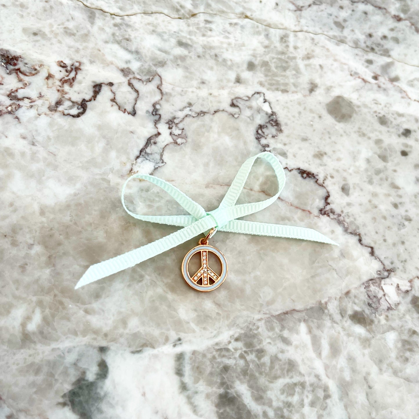 Enamel & Diamond Peace Sign Charm