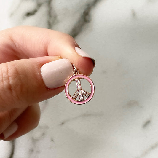 Enamel & Diamond Peace Sign Charm
