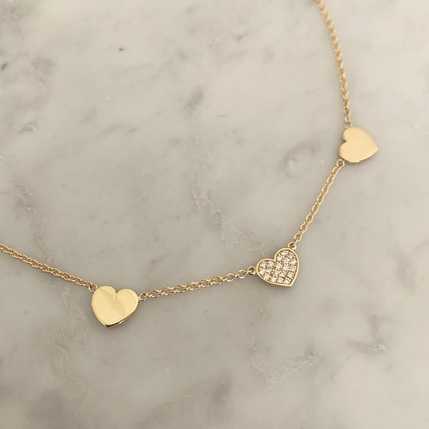 Triple Heart Diamond Necklace