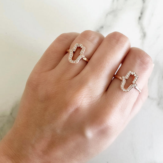 Diamond Hamsa Ring
