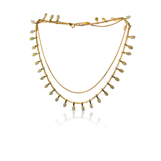 Double Strand Yellow Gold Statement Piece