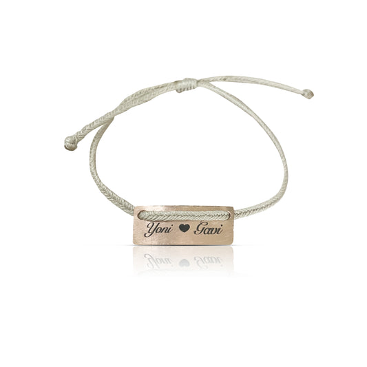 Engraved Plate on Braided Cotton Bracelet