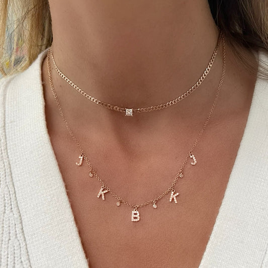Multi Inițial Diamond Necklace