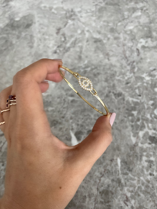 Diamond Evil Eye on Hard Bangle