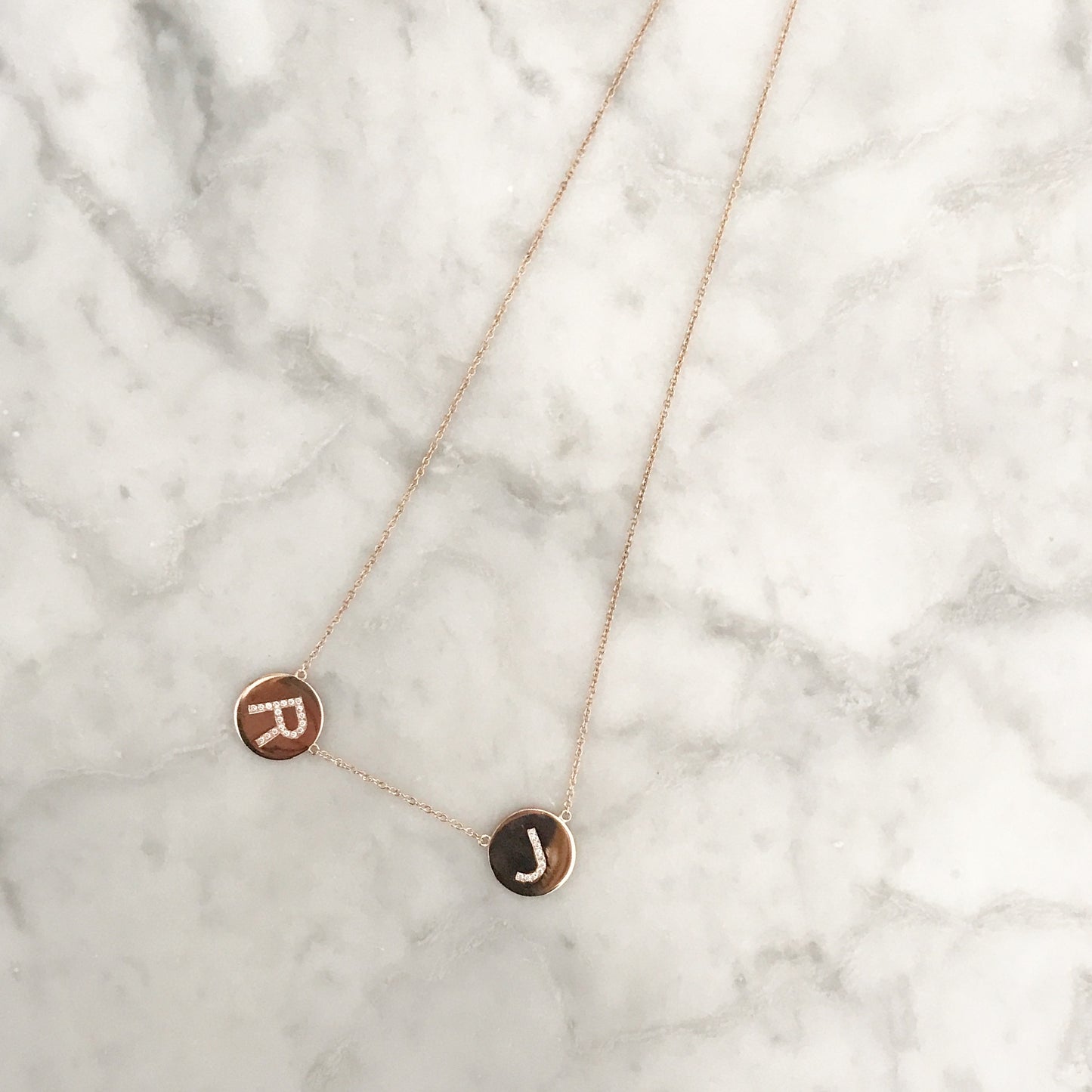 Diamond Disc Initial Necklace