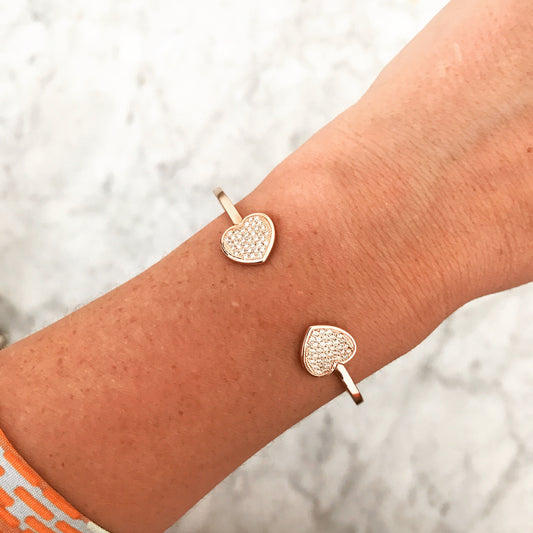 Diamond Double Heart Cuff