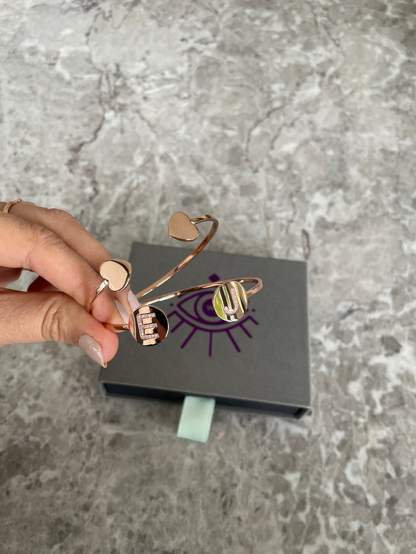 Diamond Initial Disc Cuff