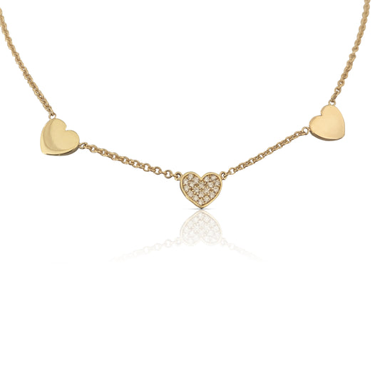 Triple Heart Diamond Necklace