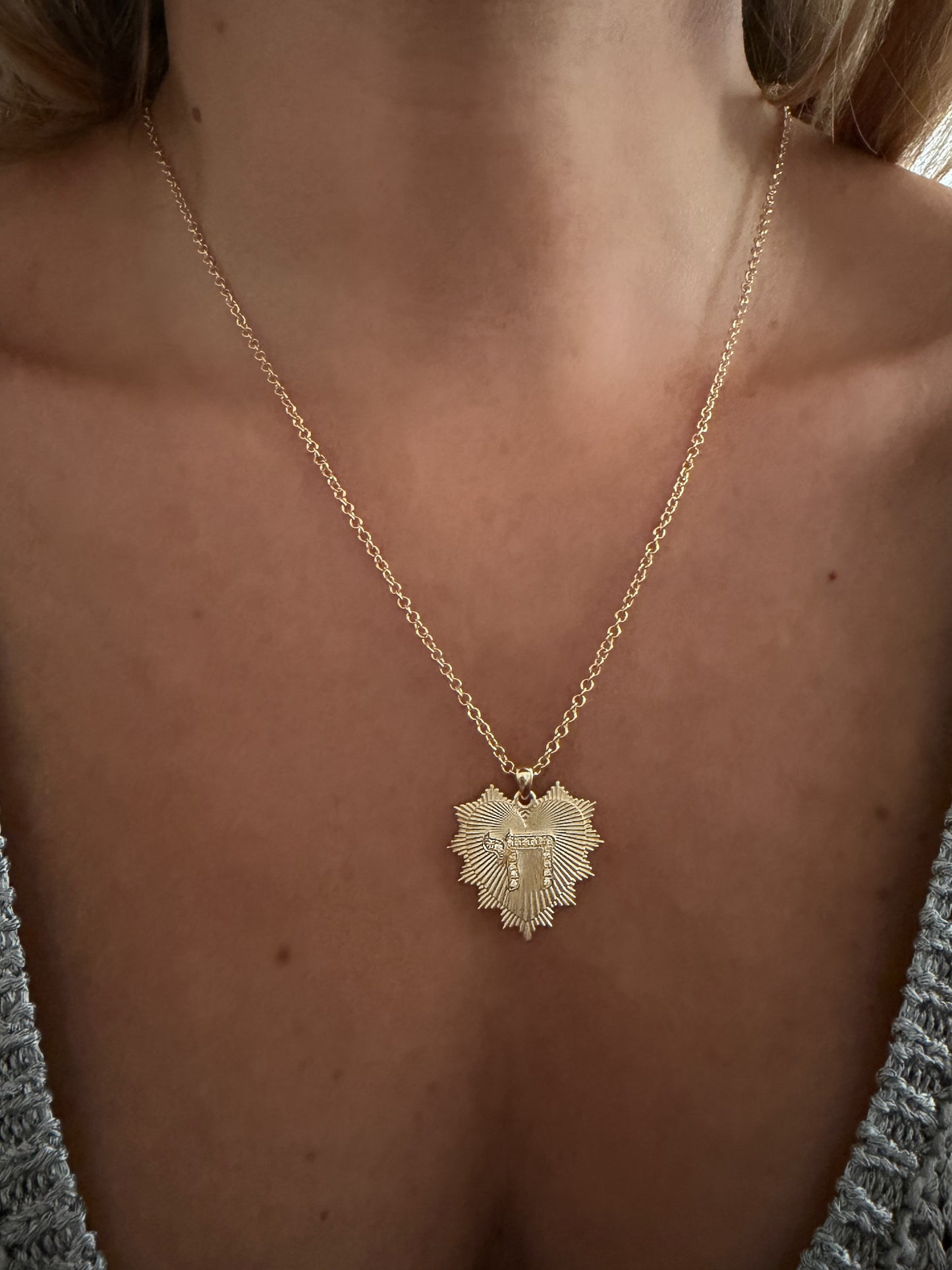 Serrated Heart with Diamond Chai