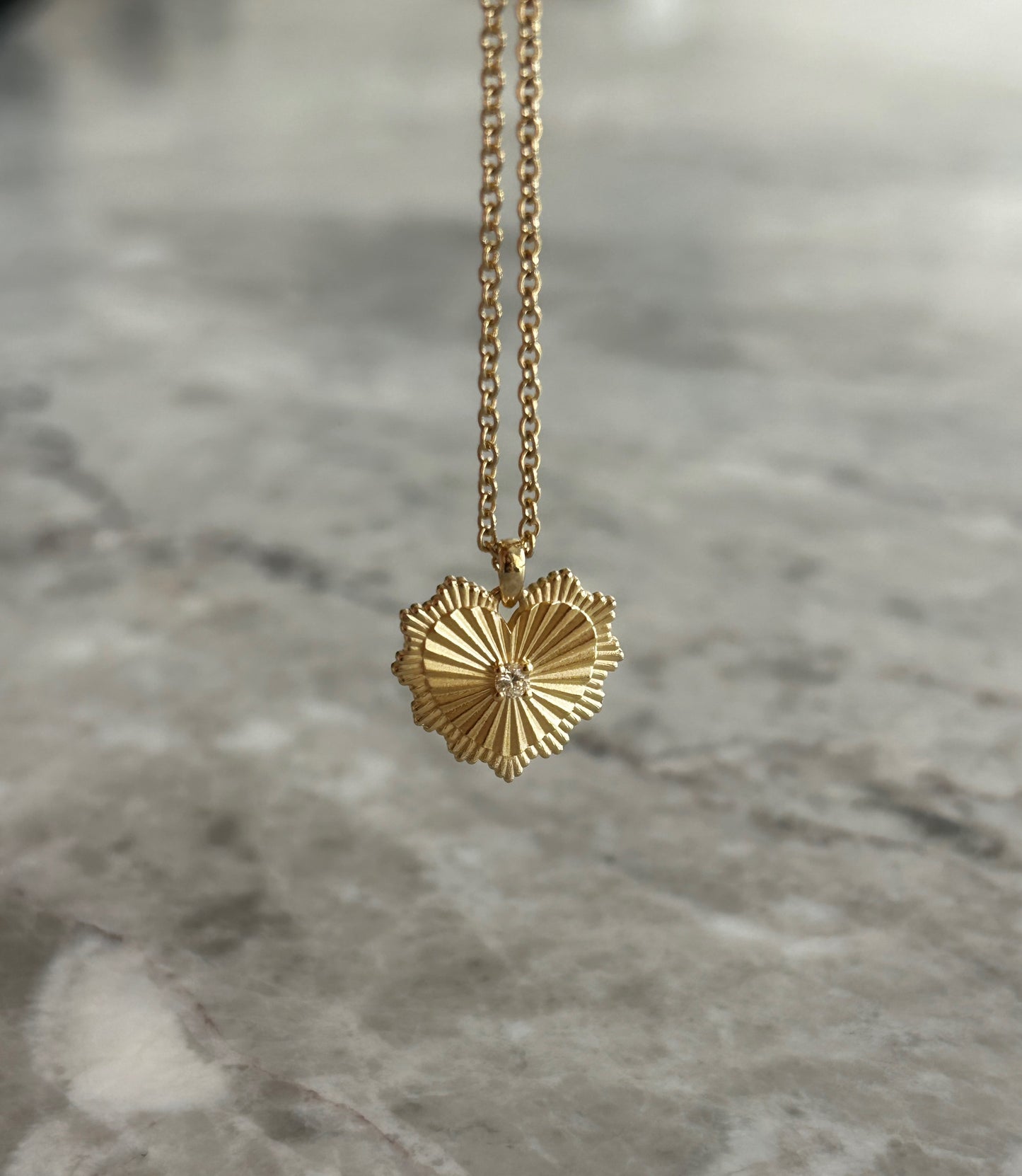 15mm Serrated Diamond Heart Necklace