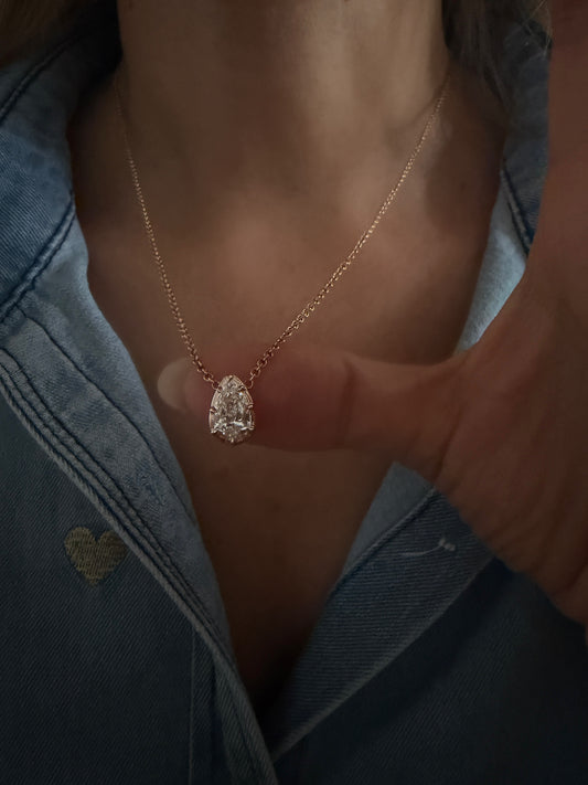 Diamond Pear Necklace