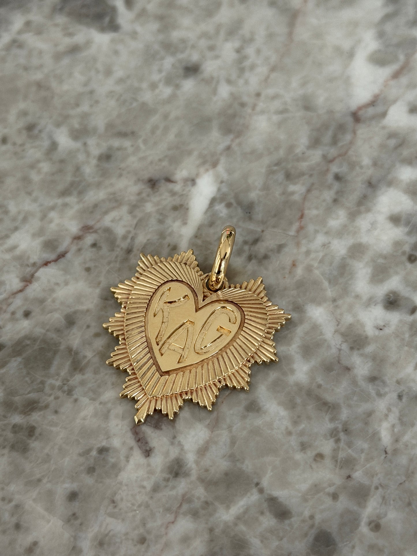 Large Serrated Heart Engraved Pendant