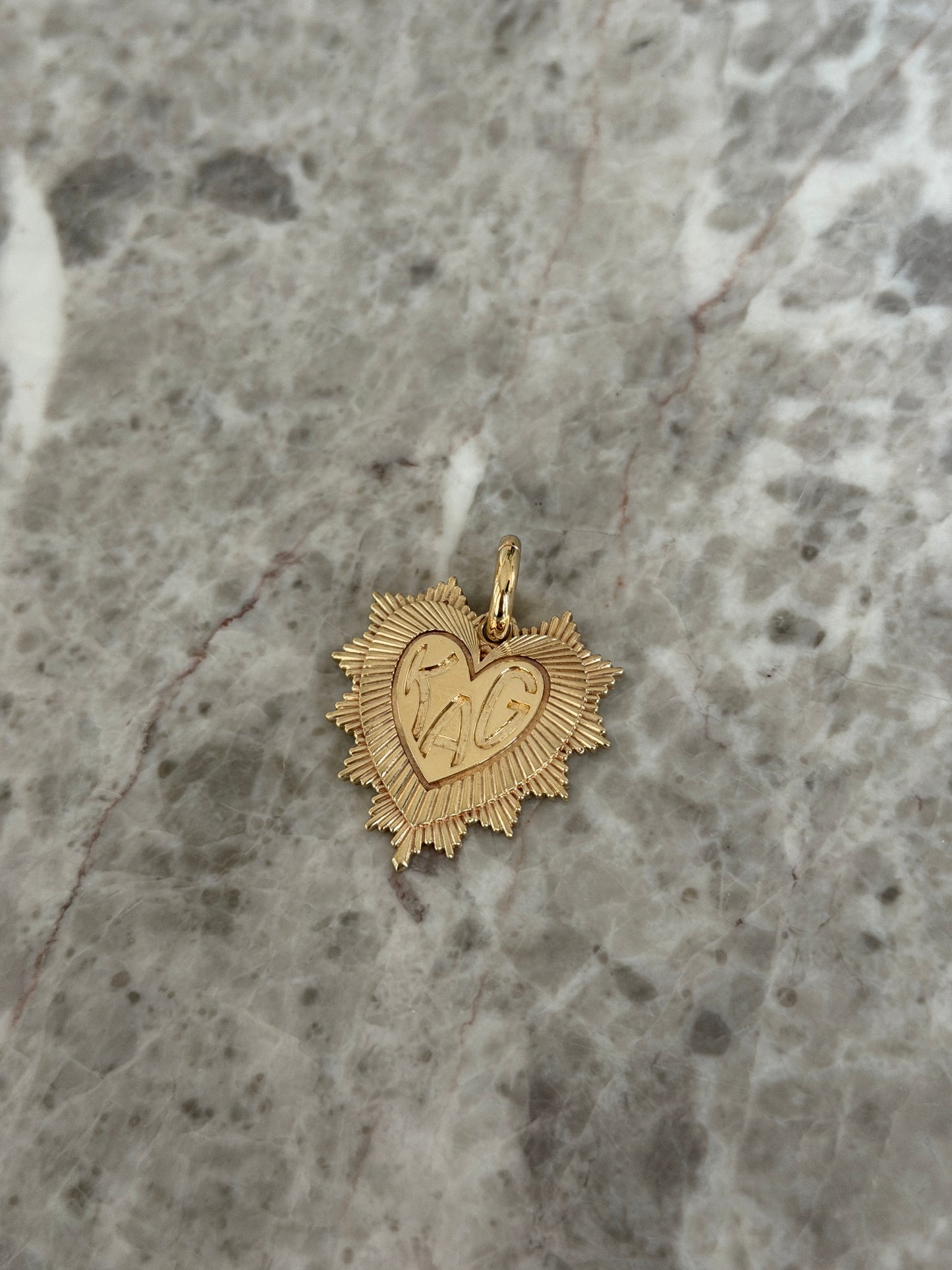 Large Serrated Heart Engraved Pendant